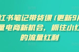 小红书笔记带货课(更新25年2月)流量电商新机会，抓住小红书的流量红利