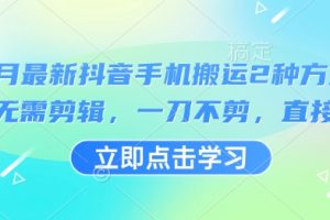 3月最新抖音手机搬运2种方法，无需剪辑，一刀不剪，直接搬
