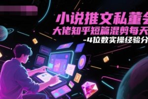 小说推文私董会大佬知乎短篇混剪每天3-4位数实操经验分享