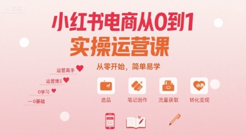 小红书电商从0到1实操运营课,从零开始,简单易学插图 小红书电商从0到1实操运营课,从零开始,简单易学