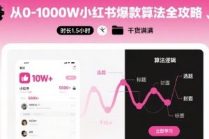 从0-1000W小红书爆款算法全攻略，时长1.5小时，干货满满