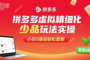 拼多多虚拟精细化少品玩法实操，小白0基础轻松复制