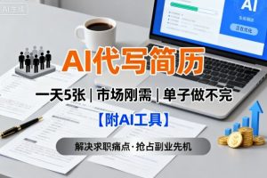 AI代写简历，一天5张，今年找工作难，市场刚需，单子做不完【附AI工具】