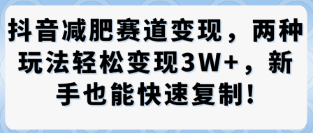 抖音减肥赛道变现,两种玩法轻松变现3W+,新手也能快速复制插图 抖音减肥赛道变现,两种玩法轻松变现3W+,新手也能快速复制