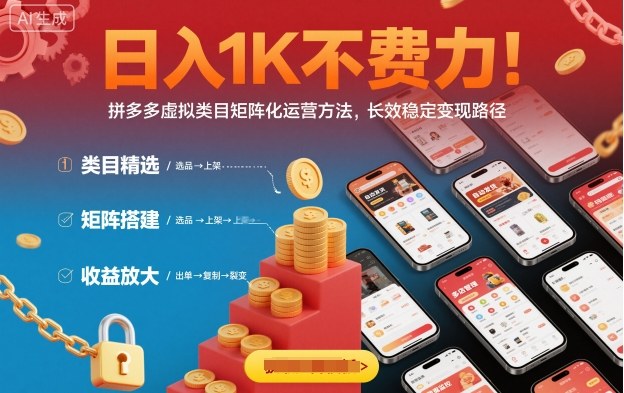 日入1K不费力!拼多多虚拟类目矩阵化运营方法,长效稳定变现路径插图 日入1K不费力!拼多多虚拟类目矩阵化运营方法,长效稳定变现路径