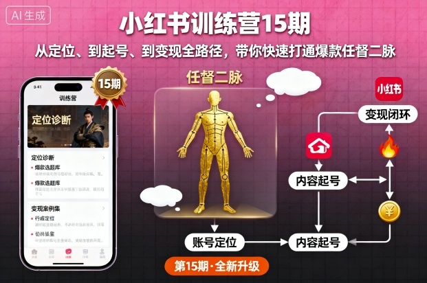 小红书训练营15期,从定位、到起号、到变现全路径,带你快速打通爆款任督二脉插图 小红书训练营15期,从定位、到起号、到变现全路径,带你快速打通爆款任督二脉