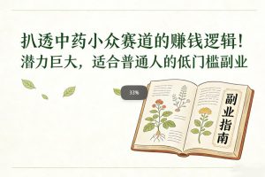 扒透中药小众赛道的賺米逻辑，潜力巨大，适合普通人的低门槛副业