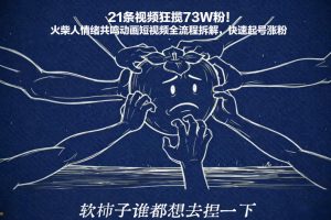 21条视频狂揽73W粉！火柴人情绪共鸣动画短视频全流程拆解，快速起号涨粉