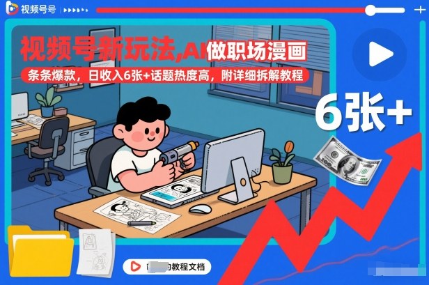 视频号新玩法,AI做职场漫画,条条爆款,日收入6张+话题热度高,附详细拆解教程插图 视频号新玩法,AI做职场漫画,条条爆款,日收入6张+话题热度高,附详细拆解教程
