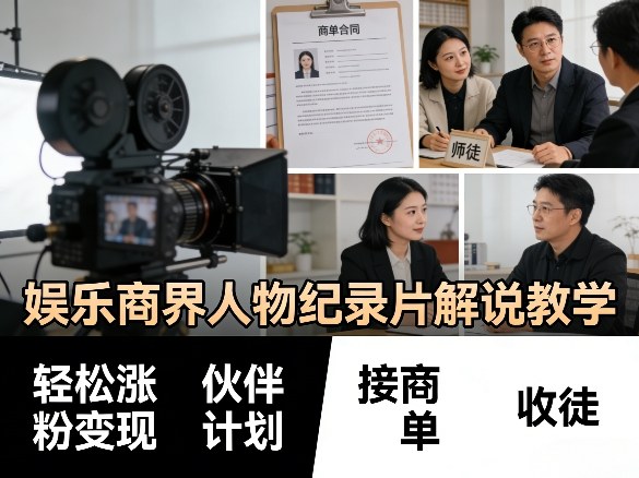 娱乐商界人物纪录片解说教学,轻松涨粉变现,伙伴计划,接商单,收徒等插图 娱乐商界人物纪录片解说教学,轻松涨粉变现,伙伴计划,接商单,收徒等